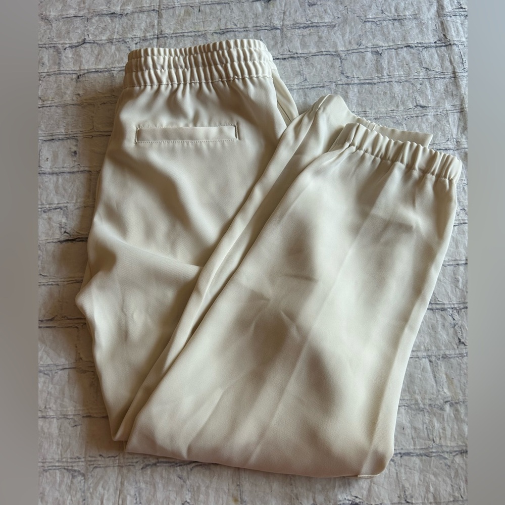 BANANA REPUBLIC BR SPORT VIETNAM MADE CREAM DRAWSTRING WOMEN’S CARGO JOGGERS S